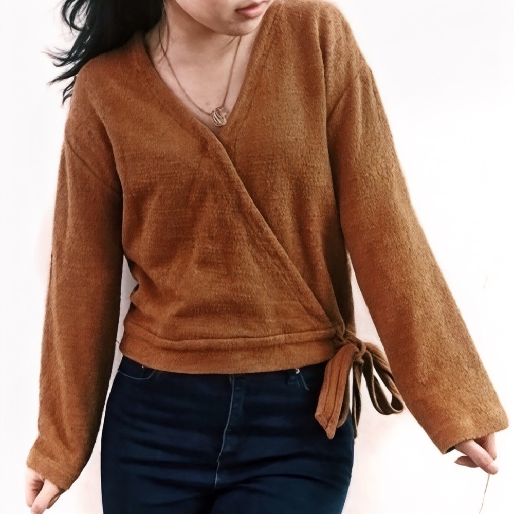 Madewell Texture & Thread Wrap Tie Waist Textured Sweater Sz S